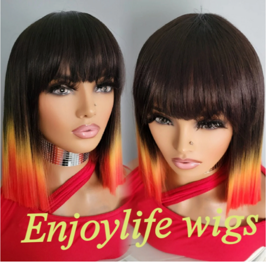 Fire colored bang wig