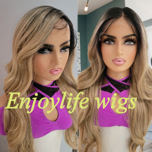 HD lace front wig with shifting part