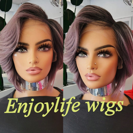 HD lace front bob with side part