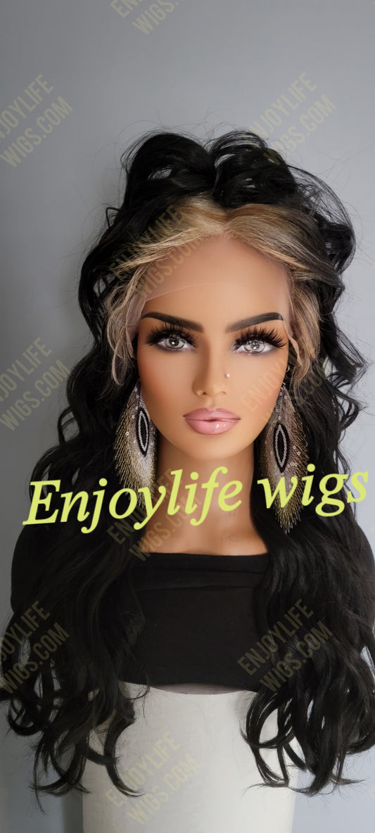 Colored roots body wave HD lace front wig