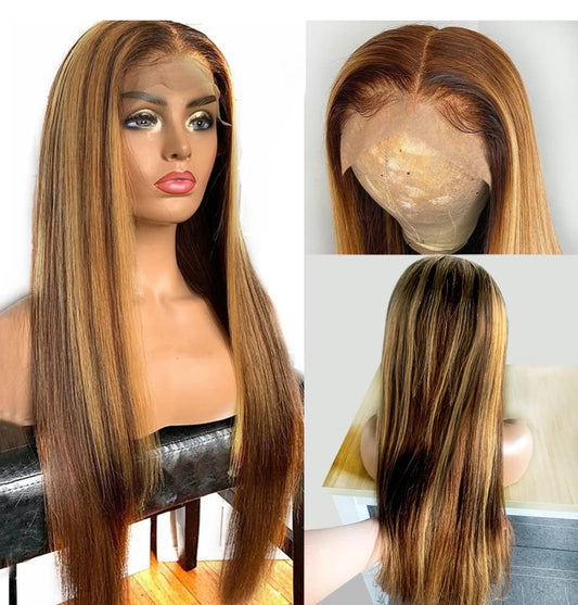 100% Human Hair Highlighted HD lace front wig 180% Density