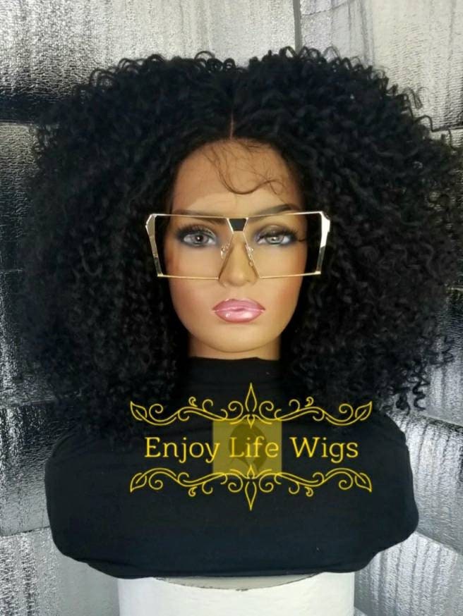 Big bold black kinky lace front afro wig