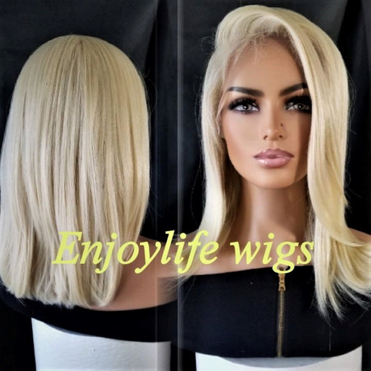 sexy light weight  free part H.D transparent lace front blonde bomb bob wig with adjustable straps