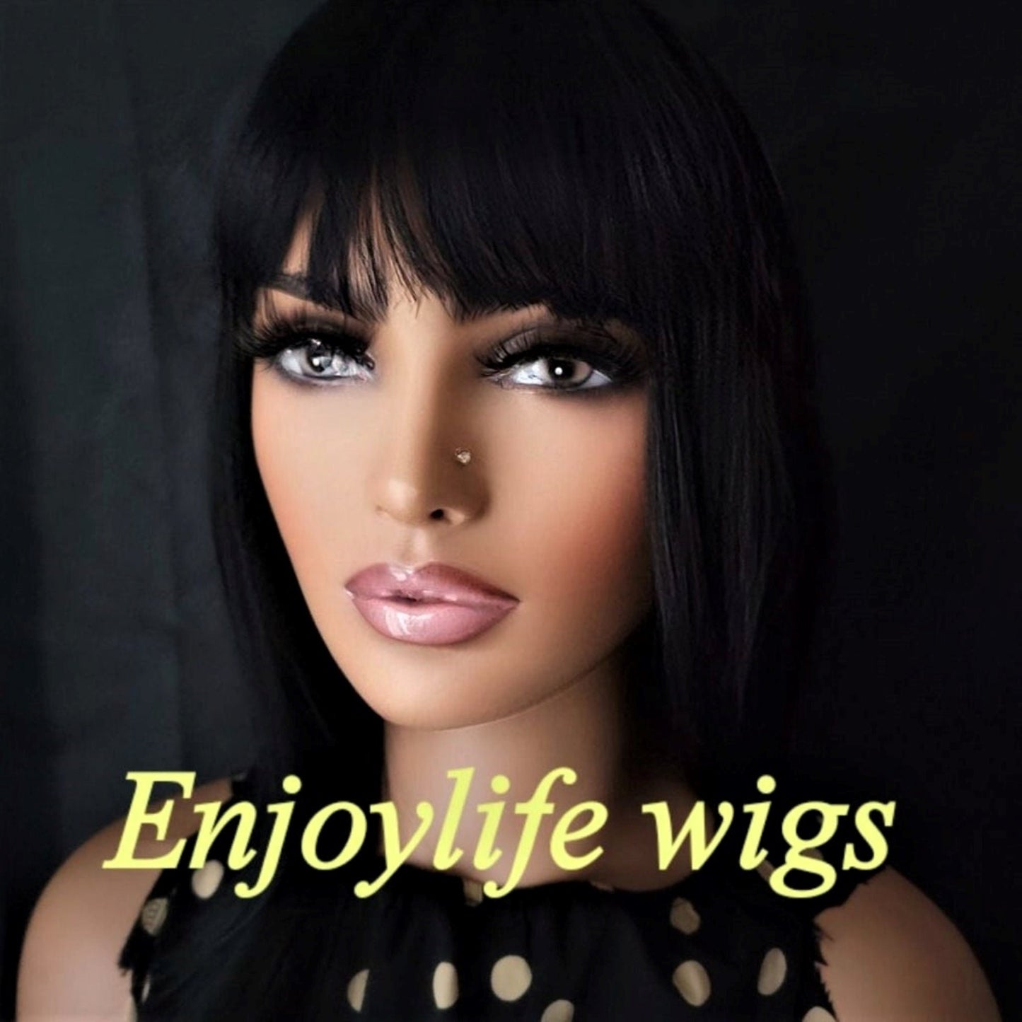 sexy simple black Chinese bang wig