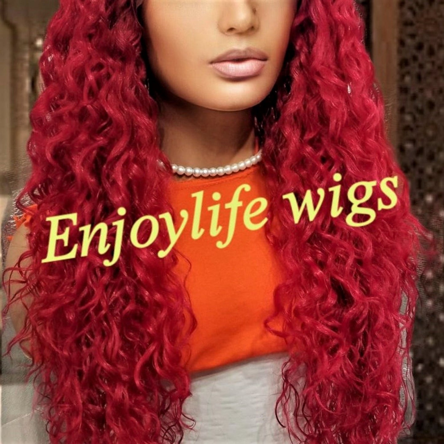 sexy hot red curly wavy natural looking H.d lace front wig