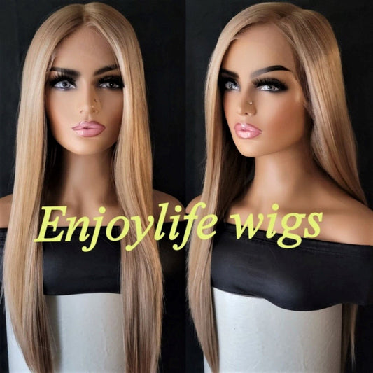 3 color golden blonde beige balayage  H.D lace frontal wig natural looking this color is perfect for any skin tone