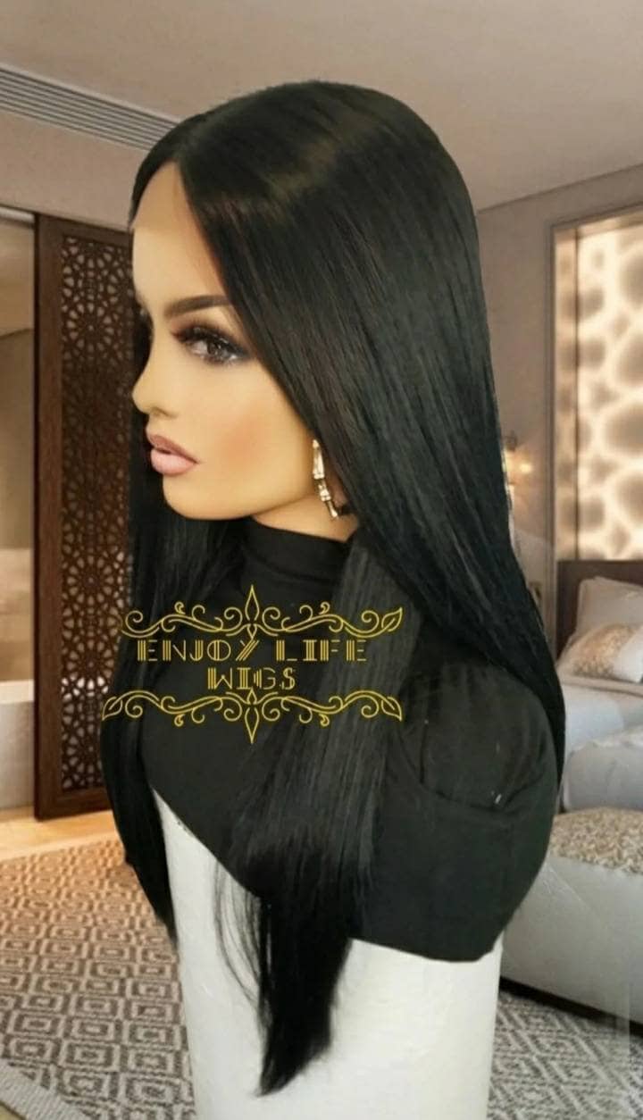 Sexy soft black silky straight h.d lace front wig natural look